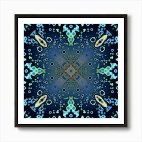 Abstract Watercolor Blue Mandala Texture 2 Art Print