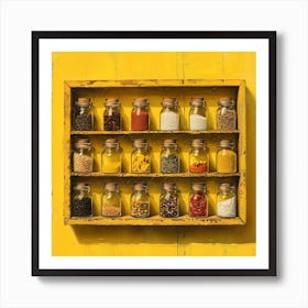 Spices On A Shelf Yellow 1 Art Print