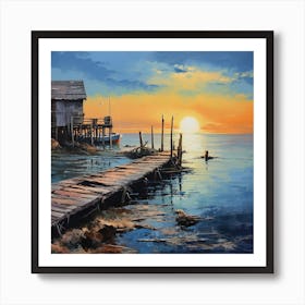 Sunset At The Dock Art Print