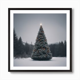 Christmas Tree In The Snow 13 Art Print