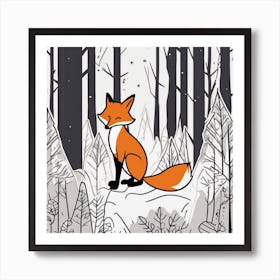 Fox In The Woods 34 Art Print