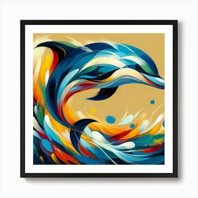 Abstract modernist Dolphin 3 Art Print