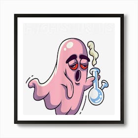 Ghost Smoking High Spirits Weed Pot Funny Cannabis Halloween Art Print