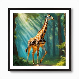A Giraffe in The Woods Art Print