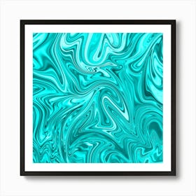 Aqua Liquid Marble Art Print