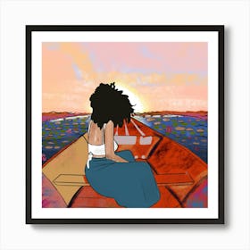 Woman In A Boat Art Print