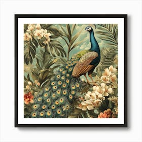 Peacock In The Garden Art Print