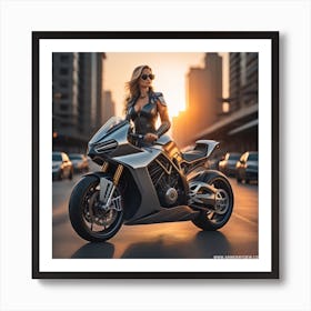 3-Girl & Bike Art Print