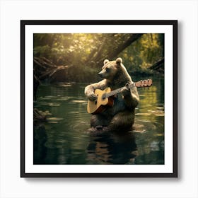 Bear Playing Guitar 1 Art Print