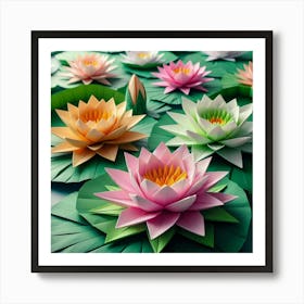 Origami Water Lilies Art Print