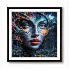 An Abstract And Vibrant Portrait Of A Woman S Face Yp1eqwartqgpx Qm9la Ba Mtauwex1rg6xtow58sxria Art Print