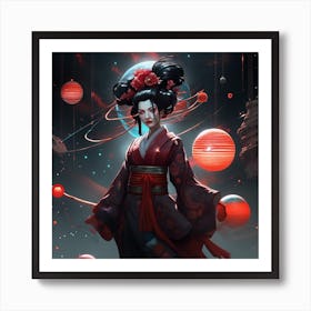 Asian Woman In Space Art Print