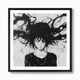 Anime Girl With Long Hair Art Print