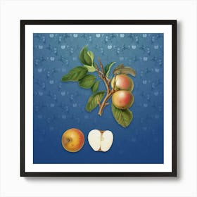 Vintage Pupina Apple Botanical on Bahama Blue Pattern n.2364 Art Print