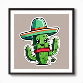 Mexico Cactus With Mexican Hat Sticker 2d Cute Fantasy Dreamy Vector Illustration 2d Flat Cen (16) Art Print