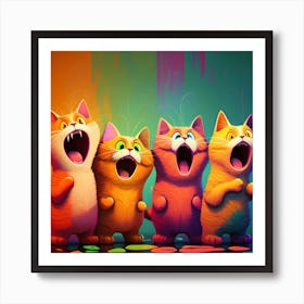 Screaming Cats Art Print