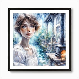 Girl In White Art Print