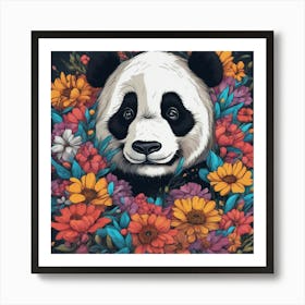 Panda Bear In Flowers Art Print