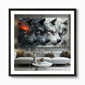 Three Wolves Art Print