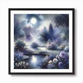 Moonlit Garden (2) Art Print