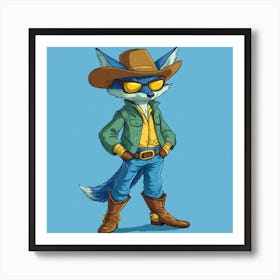 Creatai 24830 A Cartoon Style Anthropomorphic Blue Fox Standi 708fb5d1 9c06 49d9 Be98 A6dfe86363e9 2 Art Print