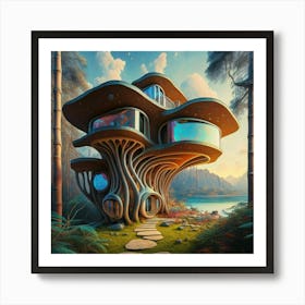 Huge colorful futuristic house design with vibrant details 1 Art Print