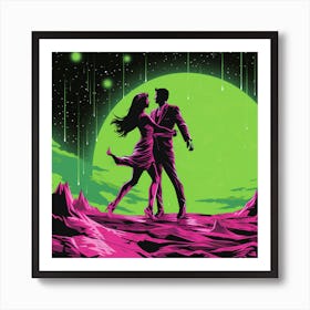 Couple Dancing On The Moon Art Print