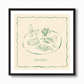 French Diner Square Art Print 1 Art Print