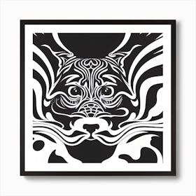 Print Of Racadogephantlion On Paper With Random Curvy Lines Black And White Still Digital art Art Print