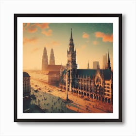 Sunset In Munich Art Print