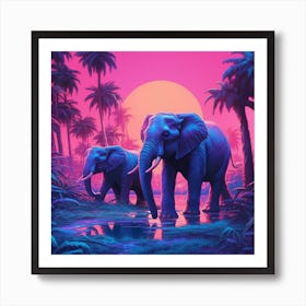 Armadiler Elephants In The Wildsynthwave B8d9b7e3 Bc96 472a 8665 15b05eef4fcf Art Print