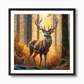 Deer In The Forest 152 Art Print