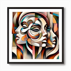 Abstract Women'S Faces 1 Art Print