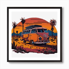 Vw Bus In The Desert Art Print