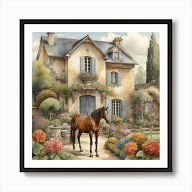 Horse In Front Of House art 3 Art Print