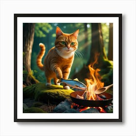 Leonardo Phoenix 10 A Vibrant Orange Tabby Cat With Bright Whi 2 Art Print