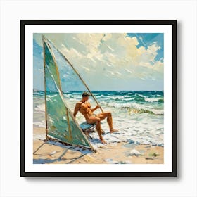 Sailor On The Beach, Vincent Van Gogh Style Art Print