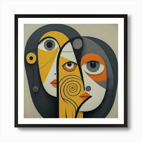 Abstract cubist faces 2 Art Print