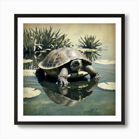 Turtle In Water 2 Art Print