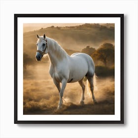 White Horse In The Field 3 Art Print