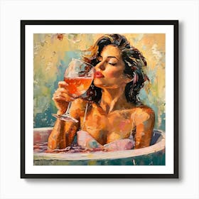 Woman In A Bathtub Art Print