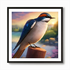 Cartoon Sally The Smiling Swallow Art Print