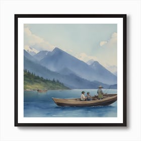 Fishing In A Boat Art Print