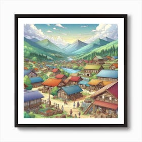 Village In The Mountains 1 Art Print