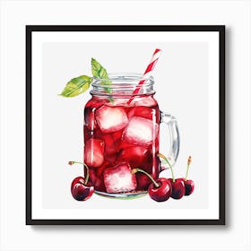 Cherry Juice In A Mason Jar Art Print