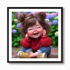 Cute Little Girl With Glasses Art Print