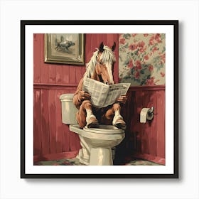 Horse Reading Newspaper Art Print