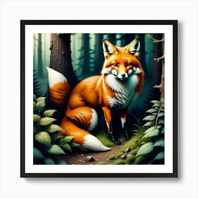 Fox In The Forest 69 Art Print