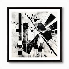 Abstract Black And White Painting 1 Art Print