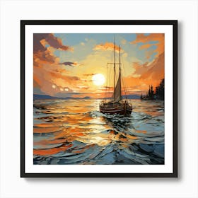 Sunset Sailboat Art Print